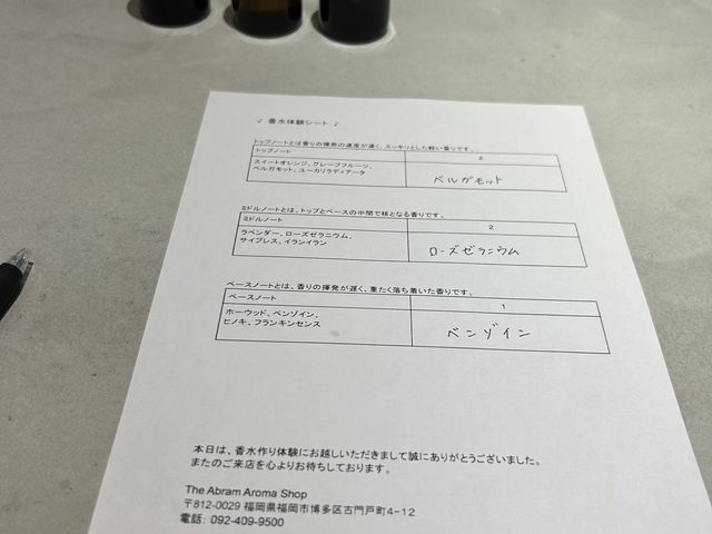 ヒアリングシート_THE ABRAM AROMA SHOP