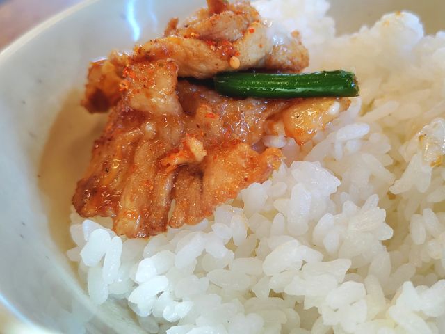 豚肉のスタミナ炒めをオンザライス。_山田うどん 新栄町店
