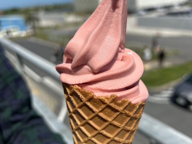 あまおうのソフトクリーム480円。
これは絶品。_海の駅 九十九里