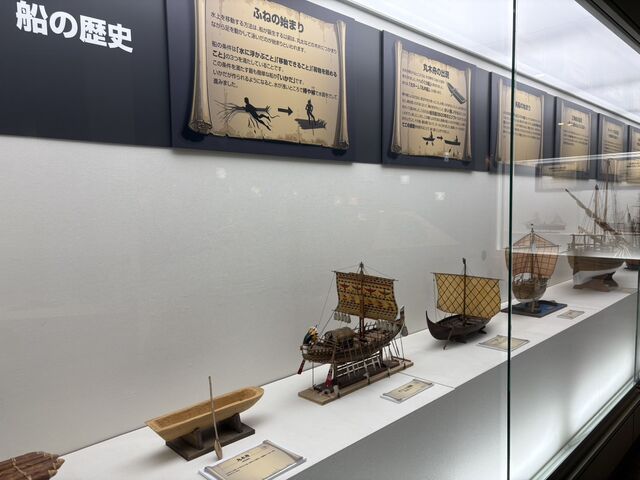 上階にある船の歴史の展示_名古屋海洋博物館