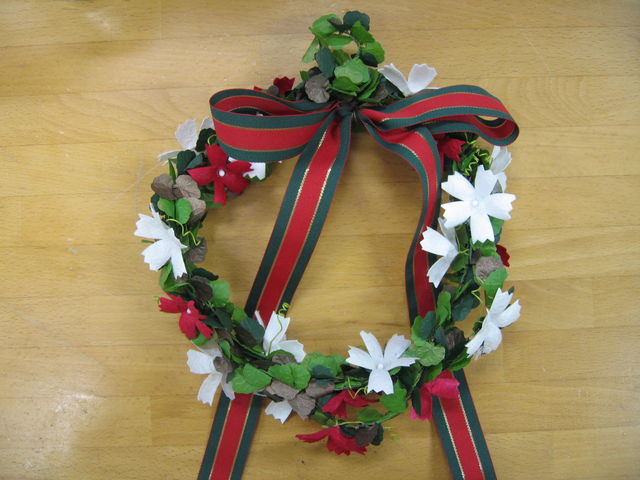 クリスマスリース_朝日村シルクフラワー製作工房