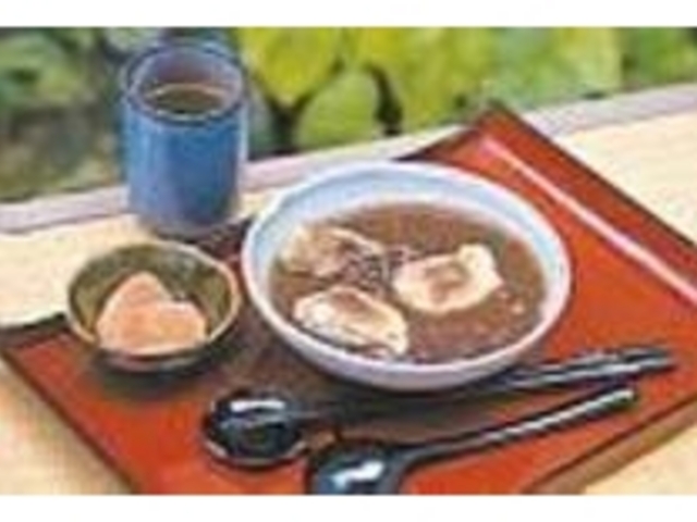 焼もちの入った特製田舎ぜんざい600円_松倉山荘