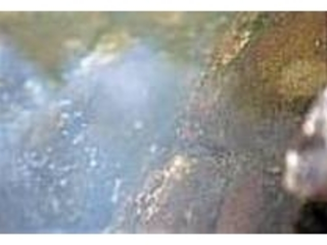 水泡が上がる、自然湧出の炭酸水素泉_石抱温泉