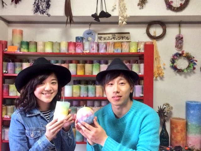お客様スナップです。カップルでも!_名古屋手作り体験ワークショップ教室 candle shop cafe 覚王山キャンドル