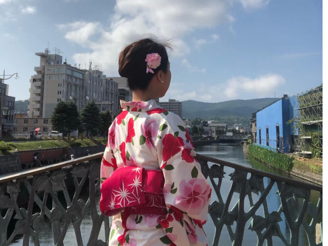小樽運河にて_着物レンタル 乙女のきもの