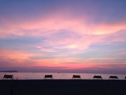 有明浜に沈む夕陽 絶景の写真1