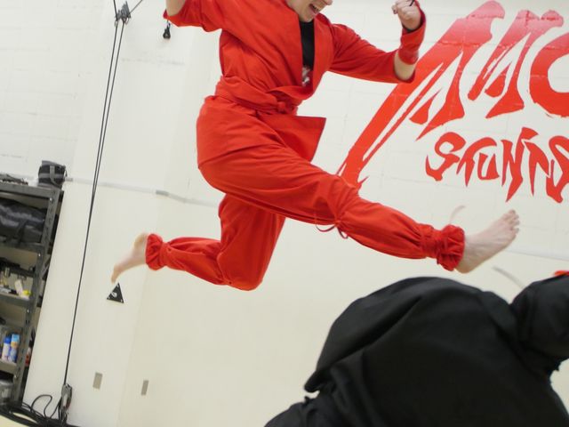 三段蹴り挑戦中!_AAC STUNTS GYM