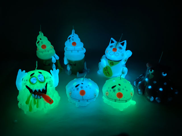 暗闇で光るキャンドルも作れます。_Acandle