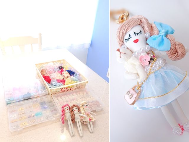 ルルべちゃんレッスンでは好きな素材を自由に使い、素敵なドールチャームを制作していただけます_atelier Lilie