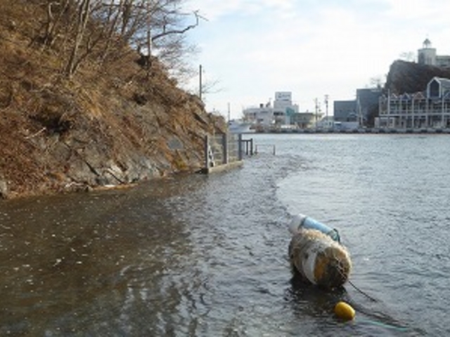宮城県・気仙沼市・魚町・浮見堂(被災後)満潮時水没_浮見堂
