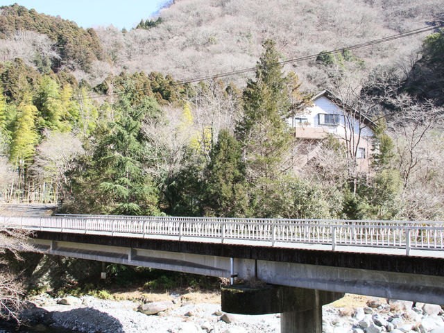 吊り橋から見た山荘_蒼の山荘