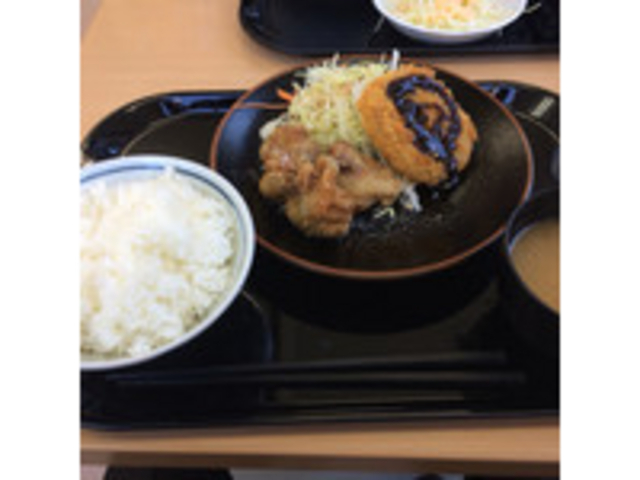 から揚げ・コロッケ定食_高梁サービスエリア(上り線)