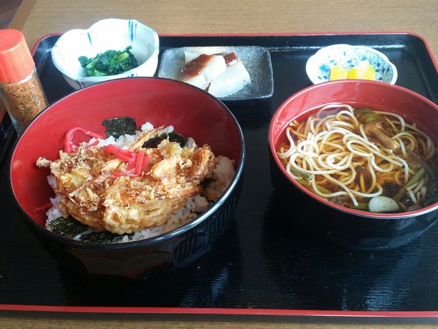 かき揚げ丼とミニ山菜セット_かもしか茶屋