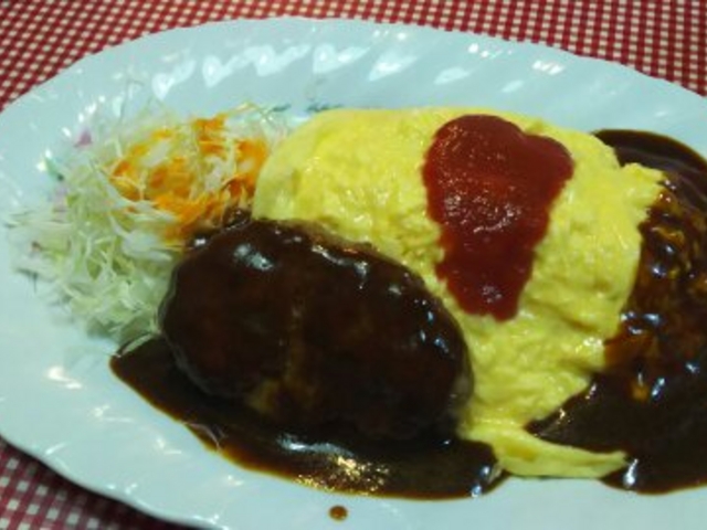 オムライス(ハンバーグ乗せ)_レストランあづま