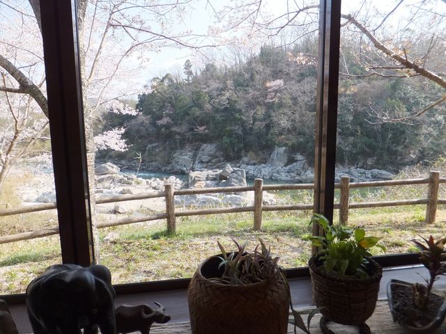 テーブルから見下ろす岩倉峡_シェム