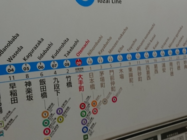 路線図_東京メトロ東西線大手町駅