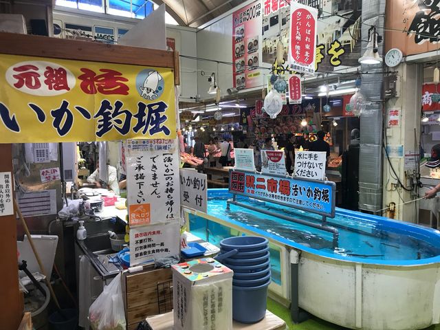 函館朝市 駅ニ市場 いか釣り広場_函館朝市 駅二市場 活いか釣り広場