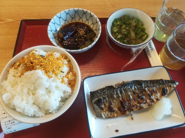 塩鯖、おくら、なすび_和歌山紀三井寺食堂