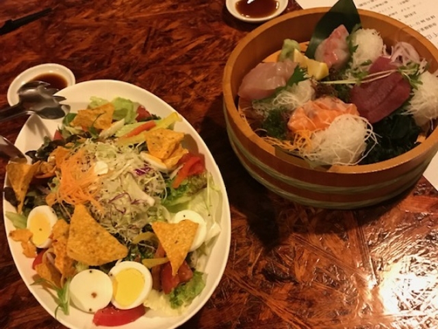 千広会館Bシーザーサラダ&刺身盛り合わせ_千広会館
