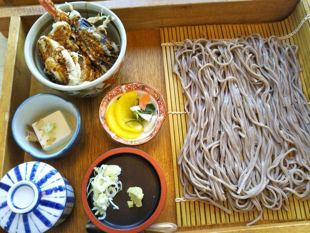 ランチセットそば、ミニ天丼_桃里亭
