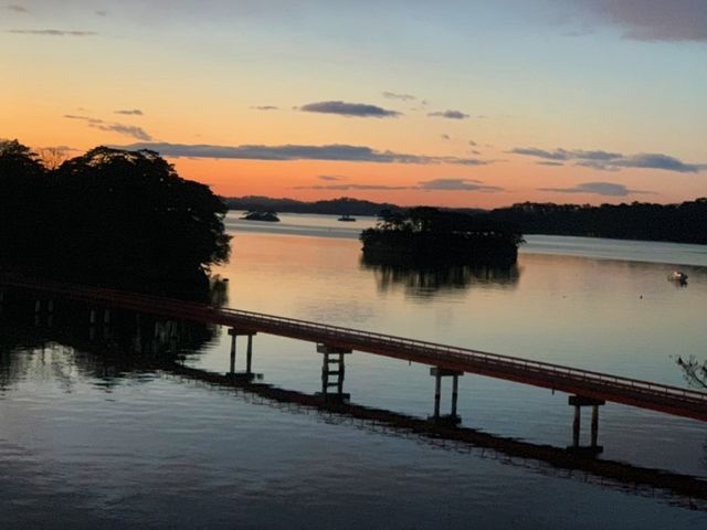 薄ピンク色の空と海_県立自然公園松島