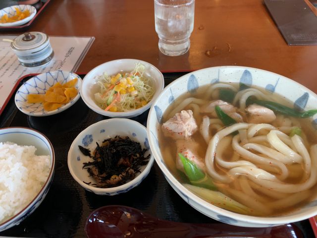 うどん定食を鴨南蛮で_竜宮庵釜博