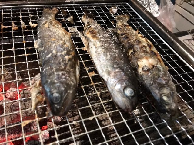 キャンプ場で炭焼きに。_富士見つりぼり