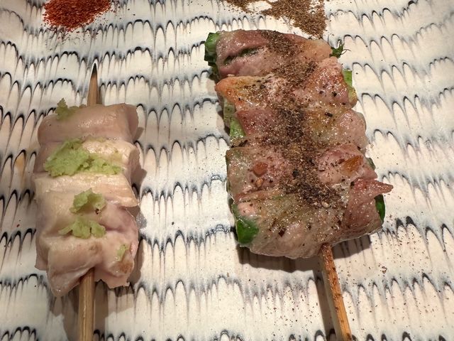 アスパラ巻きとさび焼き_焼鳥あい田