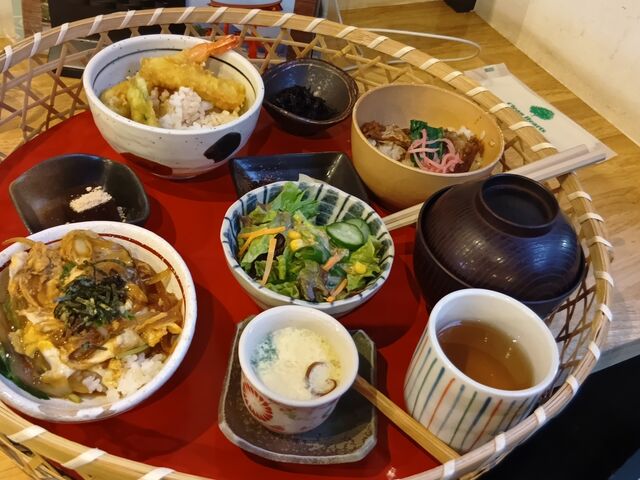 3種類のミニ丼セット_芝居茶寮 水羽