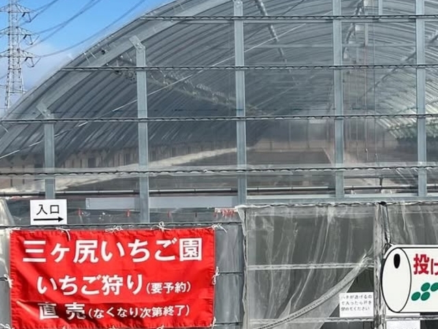 ビニールハウスの横と前に駐車可能でした。_三ヶ尻いちご園