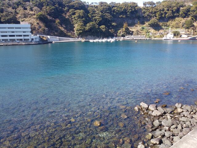 波浮港の澄んだ海。_伊豆大島