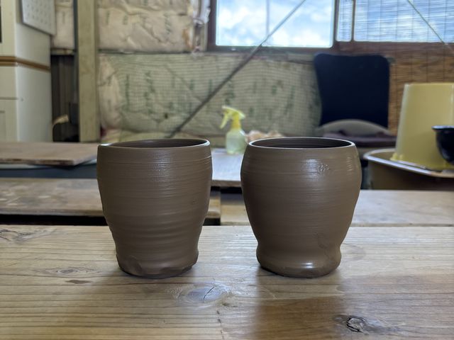 今回、作成した作品(カップ)です。希望者は持ち手もつけてもらえます。_鳥取因幡焼