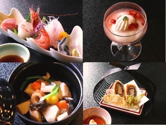 長岡のっぺをはじめ、地物を使った郷土料理もご用意しております_よもぎひら温泉 花の宿 よもやま館