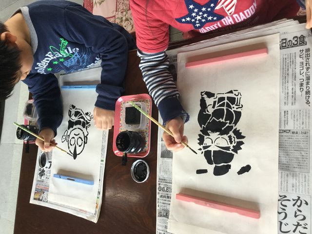 体験の仕上げ_須賀川絵のぼり 吉野屋