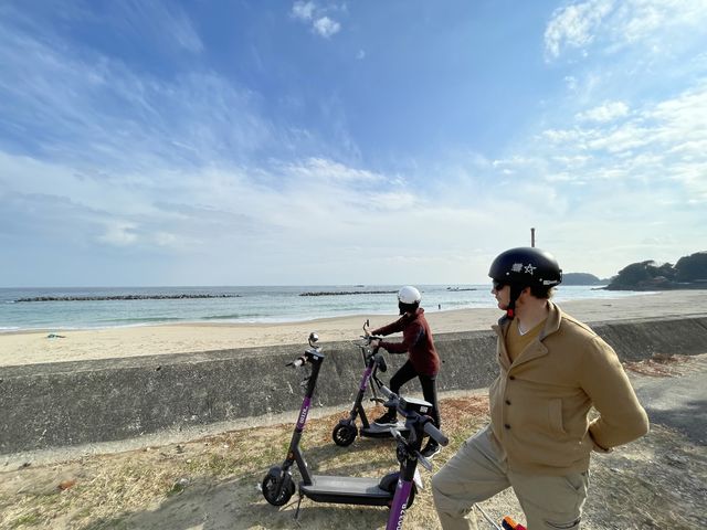 砂が白い海水浴場 千鳥ヶ浜へGO!_電動キックボードレンタル0032Ride(オウサツライド)