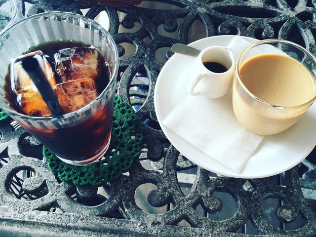 黒糖プリンとアイスコーヒー。_石畳茶屋 真珠