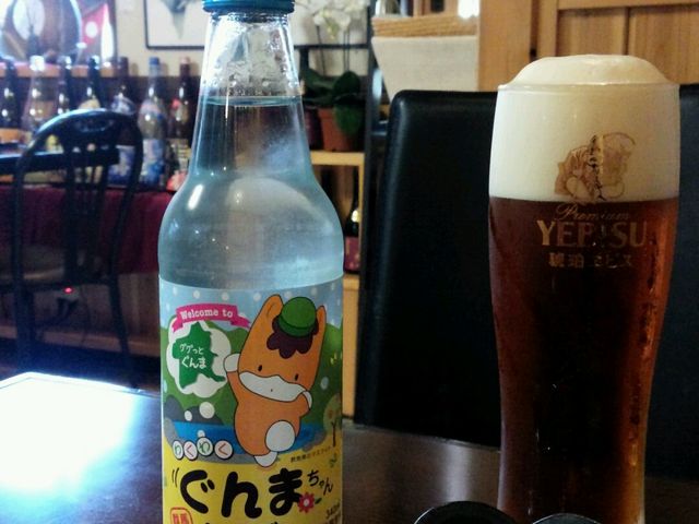 ぐんまちゃんサイダー&ビール_蕎麦 豚しゃぶ 月や