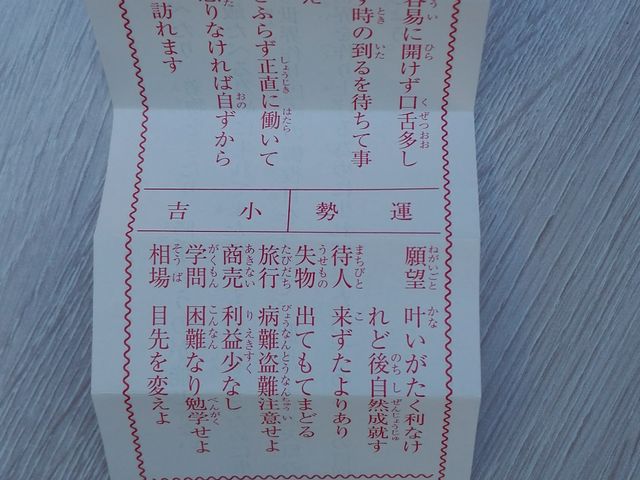 100円でおみくじ。小吉。。。_川中島古戦場八幡社