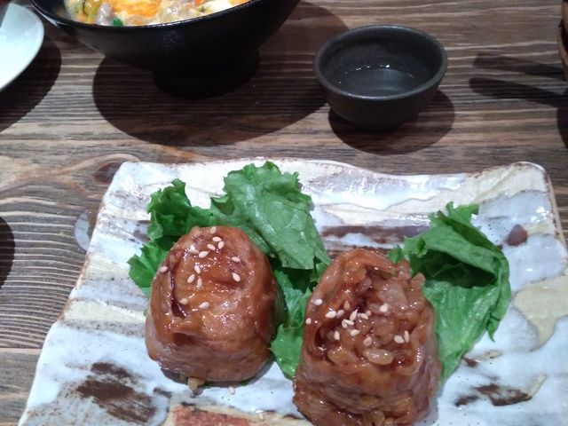 初めていただいた肉巻きおにぎり_塚田農場 阪急茨木駅前店 宮崎県日向市