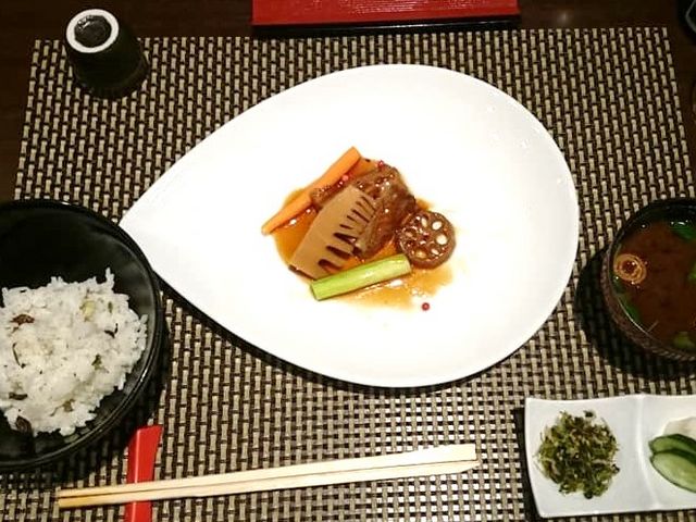 煮物、御飯、お汁_滝味の宿豊年万作