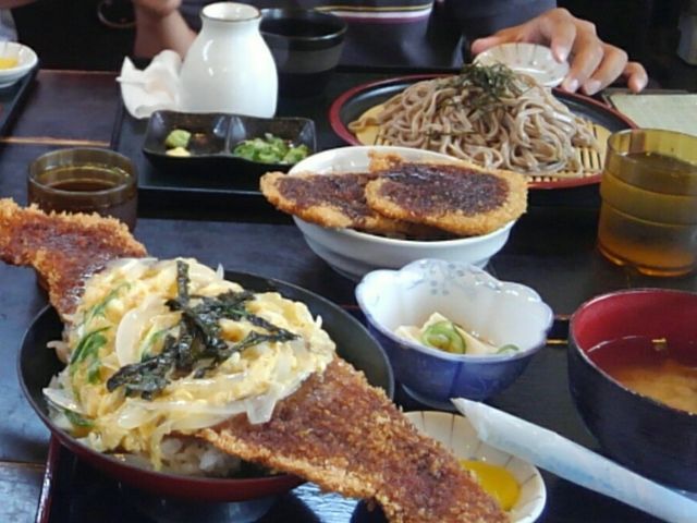 カツがはみ出まくる二食丼_こだま食堂