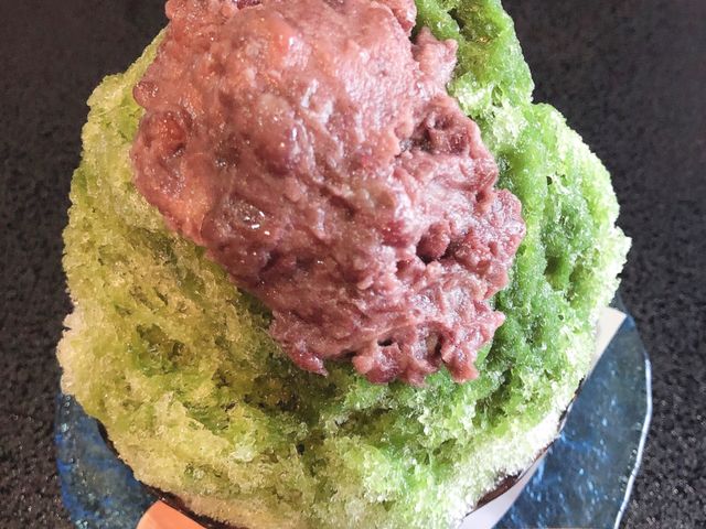 自家製あんと抹茶のかき氷_蕎麦道楽百古里庵(そばどうらく すがりあん)