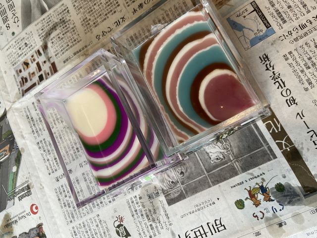 ファンネルスワール石鹸です。色も綺麗で大満足です!_手づくり石けん教室 muget(ミュゲ)