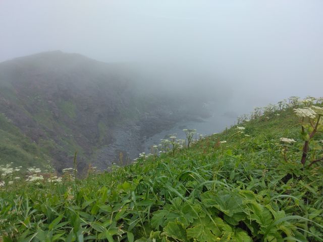 霧で見えません。_襟裳岬展望台
