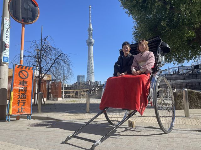 人力車に乗りました_着物レンタルVASARA浅草寺店