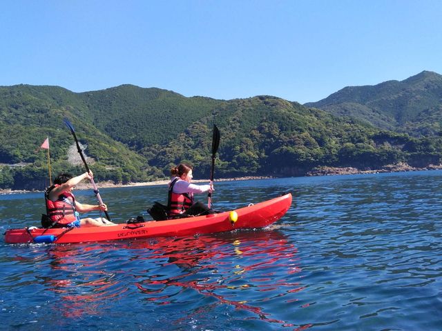 一生懸命漕いでるところも近くで見守ってくれます_ブルーツーリズムくまの