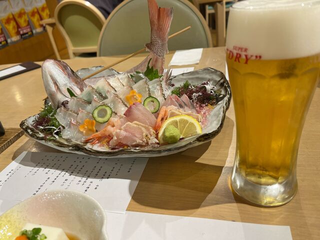 鯛のお造り_マリンテラスあしやレストラン(あしやんいか料理)