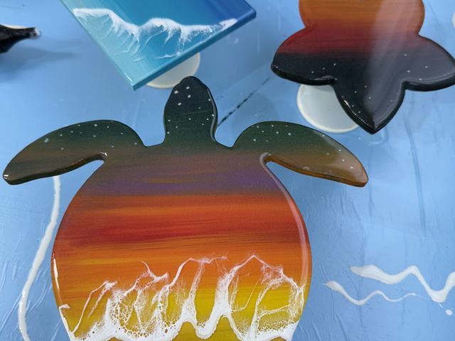 カメのカワイイボードとコースター_石垣島手作り体験とぅもーる