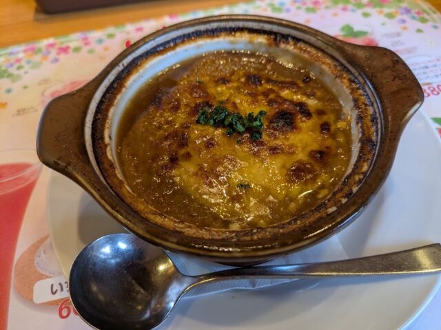 絶品だったオニオングラタンスープ_炭焼きレストランさわやか 長泉店