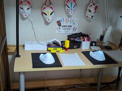 狐面絵付け体験の写真1